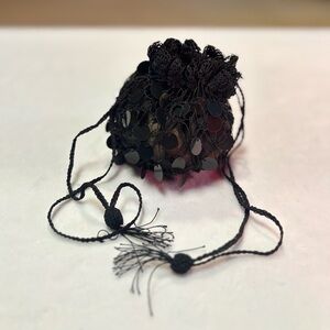 Vintage Y2K Black Beaded Drawstring Pouch